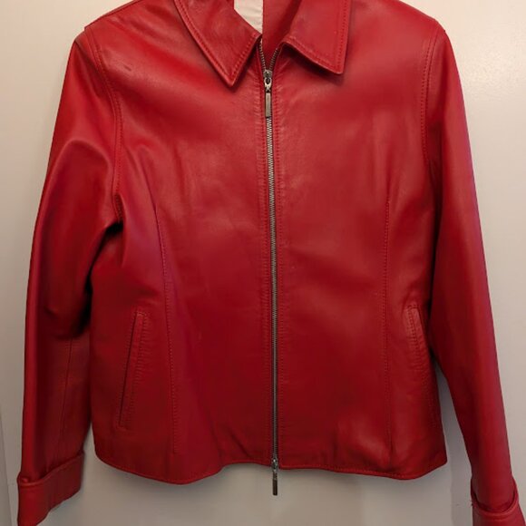 Mercardo Womens'sSmall Vintage Red Soft Leather Jacket from Spain